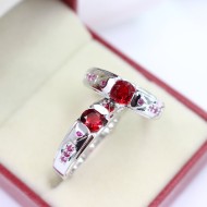 Nhẫn đôi bạc nhẫn cặp bạc đẹp đính đá đỏ ND0280