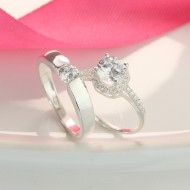 Nhẫn đôi bạc nhẫn cặp bạc đẹp đính đá ND0432