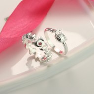 Nhẫn đôi bạc nhẫn cặp bạc đẹp kiểu mèo và xương cá ND0435