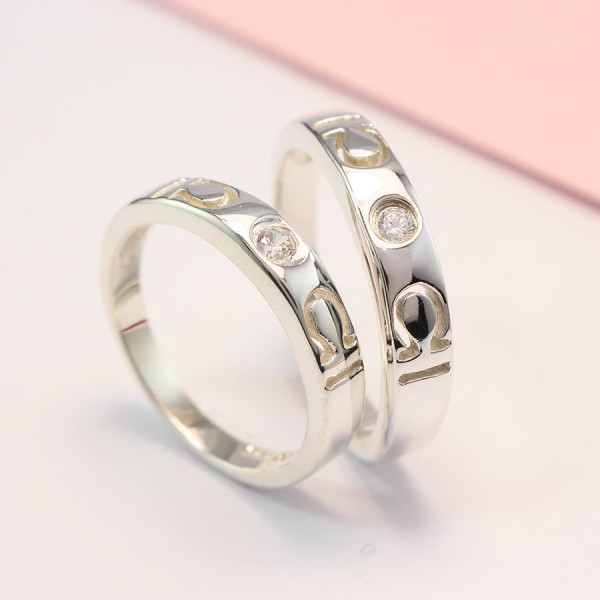 Nhẫn đôi bạc nhẫn cặp bạc Cung Hoàng Đạo - Thiên Bình ND0329