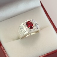 Nhẫn bạc nam mặt đá đỏ sang trọng NNA0117