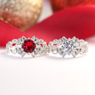 Nhẫn bạc nữ hoa hồng đính đá đẹp NN0153