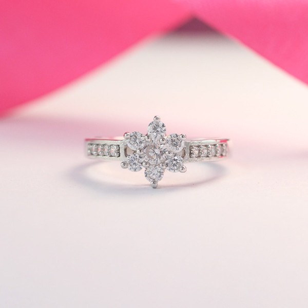 Nhẫn bạc nữ hình bông hoa đính đá đẹp NN0230