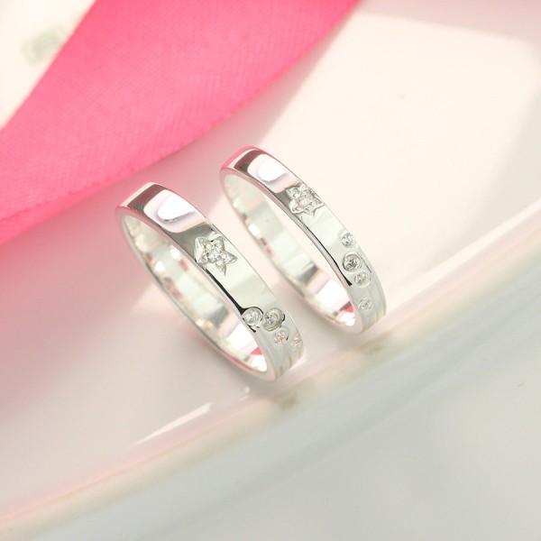 Nhẫn đôi bạc nhẫn cặp bạc đơn giản ND0425