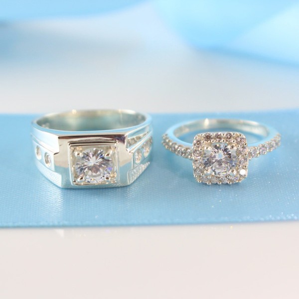 Nhẫn đôi bạc nhẫn cặp bạc đẹp đính đá ND0221