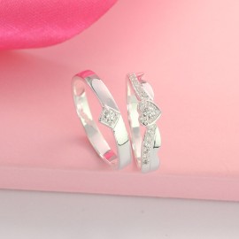 Nhẫn đôi bạc nhẫn cặp bạc đẹp đính đá ND0413