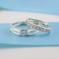 Nhẫn đôi bạc nhẫn cặp bạc đẹp đính đá ND0178