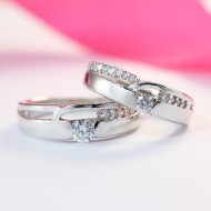 Nhẫn đôi bạc nhẫn cặp bạc đính đá đẹp ND0195