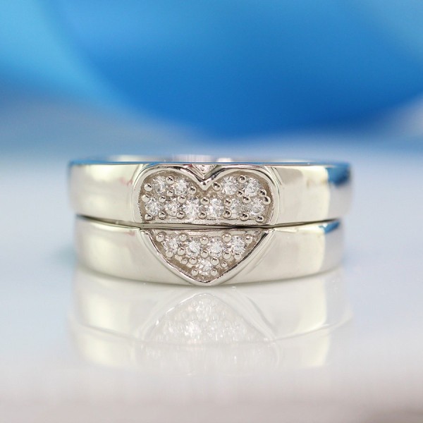 Nhẫn đôi bạc nhẫn cặp bạc ghép hình trái tim ND0346