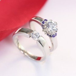 Nhẫn đôi bạc nhẫn cặp bạc đính đá đẹp ND0294
