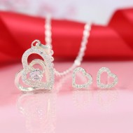 Bộ trang sức bạc nữ đẹp hình trái tim BTS0017
