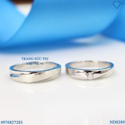 Nhẫn đôi bạc nhẫn cặp bạc đẹp khắc tên ND0289