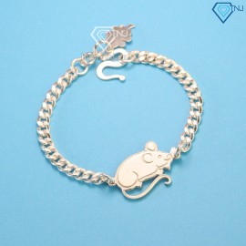 Quà sinh nhật cho bé - Lắc bạc cho bé hình con chuột khắc tên LTT0044 - Trang Sức TNJ
