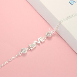 Lần đầu quen bạn gái nên tặng quà gì - Lắc chân nữ bạc chữ love đính đá đẹp LCN0057 - Trang  sức TNJ
