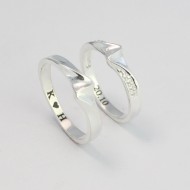 Nhẫn đôi bạc nhẫn cặp bạc đơn giản khắc tên ND0444