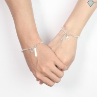 Quà tặng 20/10 cho bạn gái - Vòng tay đôi bạc King Queen khắc tên theo yêu cầu LTD0007