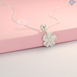 Quà tặng 20 10 cho vợ - Dây chuyền bạc nữ mặt họa tiết bông hoa đính đá đẹp DCN0420
