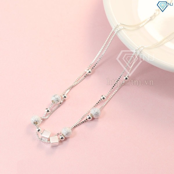 Lắc chân nữ bạc họa tiết lập phương tinh tế LCN0035