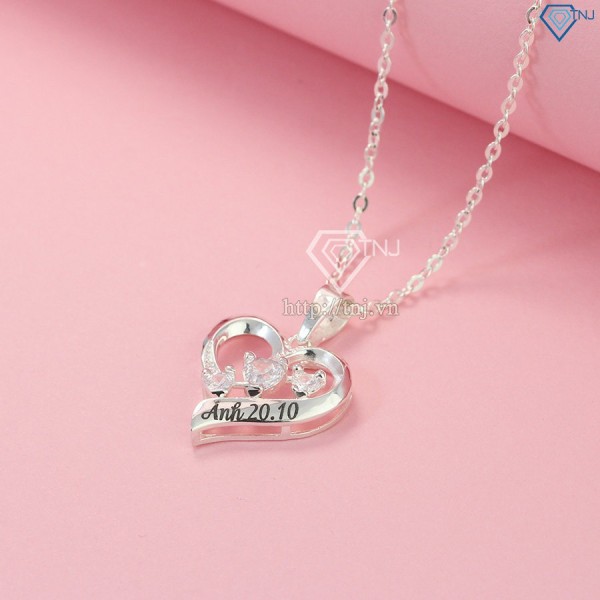 Quà tặng sinh nhật dây chuyền bạc nữ khắc tên hình trái tim DCN0460 - Trang sức TNJ