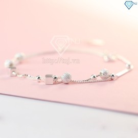 Lắc chân nữ bạc họa tiết lập phương tinh tế LCN0035