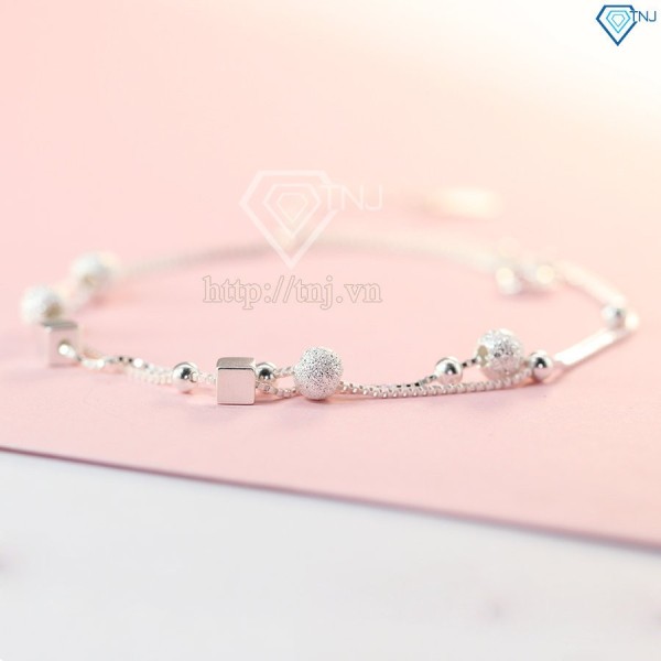 Lắc chân nữ bạc họa tiết lập phương tinh tế LCN0035