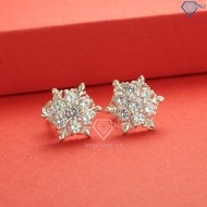 Quà tặng sinh nhật bông tai bạc nữ hoa tuyết đính đá trắng đẹp BTN0095 - Trang Sức TNJ