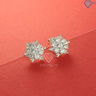 Quà tặng sinh nhật bông tai bạc nữ hoa tuyết đính đá trắng đẹp BTN0095 - Trang Sức TNJ