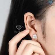 Quà tặng sinh nhật bông tai bạc nữ hoa tuyết đính đá trắng đẹp BTN0095 - Trang Sức TNJ