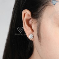 Quà tặng sinh nhật bông tai bạc nữ hoa tuyết đính đá trắng đẹp BTN0095 - Trang Sức TNJ