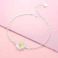 Quà sinh nhật cho bạn thân lắc tay bạc nữ hoa cúc họa mi LTN0110 - Trang Sức TNJ