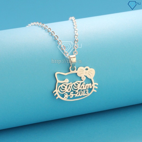 Quà sinh nhật cho bé gái dây chuyền bạc khắc tên cho bé gái Hello Kitty DCT0019 - Trang Sức TNJ