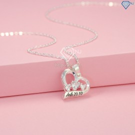 Quà tặng bạn gái dây chuyền bạc nữ khắc tên hình trái tim DCN0460 - Trang sức TNJ
