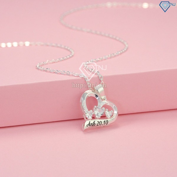 Quà tặng bạn gái dây chuyền bạc nữ khắc tên hình trái tim DCN0460 - Trang sức TNJ