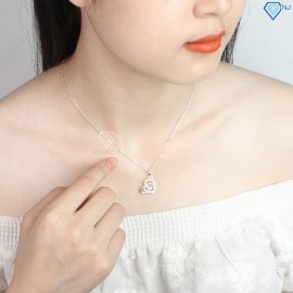 Dây chuyền bạc nữ mặt trái tim ôm trọn trái tim DCN0082