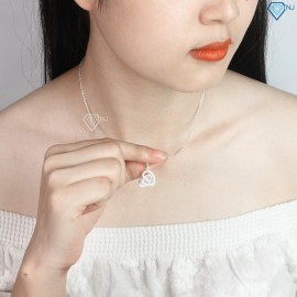 Dây chuyền bạc nữ mặt trái tim ôm trọn trái tim DCN0082