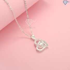 Dây chuyền bạc nữ mặt trái tim ôm trọn trái tim DCN0082