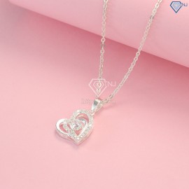 Dây chuyền bạc nữ mặt trái tim ôm trọn trái tim DCN0082