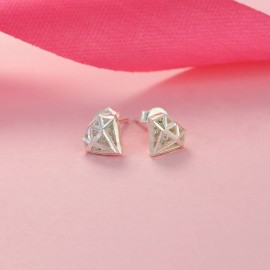 Khuyên tai bạc nữ hình kim cương đẹp BTN0114