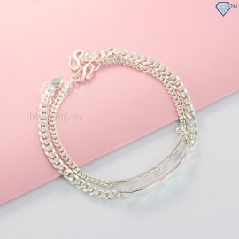 Quà sinh nhật cho người yêu vòng tay đôi bạc vòng tay cặp bạc kẻ caro khắc tên theo yêu cầu LTD0006
