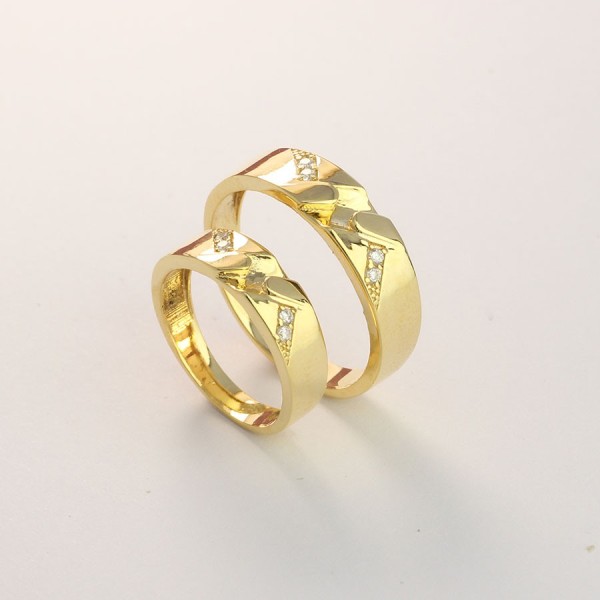 Nhẫn đôi bạc nhẫn cặp bạc đẹp xi mạ vàng ND0450