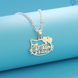 Quà noel cho bé gái dây chuyền bạc khắc tên Hello Kitty DCT0019 - Trang Sức TNJ