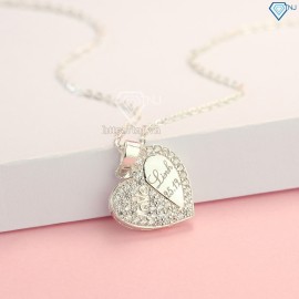 Quà noel cho người yêu dây chuyền bạc nữ khắc tên mặt hình trái tim DCN0451 - Trang sức TNJ