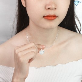 Quà noel cho người yêu dây chuyền bạc nữ khắc tên mặt hình trái tim DCN0451 - Trang sức TNJ
