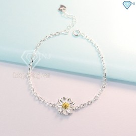 Quà noel cho người yêu lắc tay bạc nữ hoa cúc họa mi LTN0110 - Trang Sức TNJ