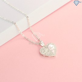 Quà giáng sinh cho người yêu dây chuyền bạc nữ khắc tên mặt hình trái tim DCN0451 - Trang sức TNJ
