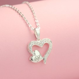 Quà giáng sinh cho người yêu dây chuyền bạc nữ hình trái tim khắc tên đẹp DCN0450