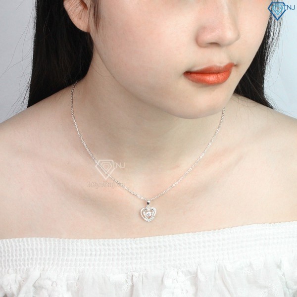 Quà giáng sinh cho người yêu dây chuyền bạc nữ hình trái tim DCN0424 - Trang sức TNJ