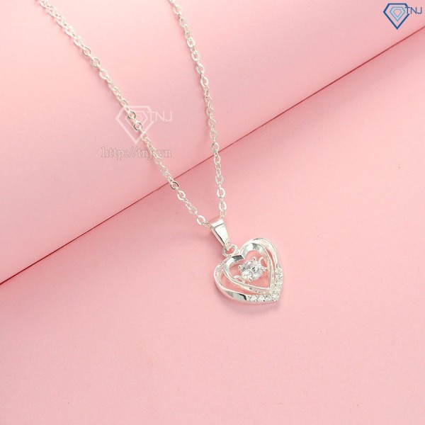 Quà giáng sinh cho người yêu dây chuyền bạc nữ hình trái tim DCN0424 - Trang sức TNJ
