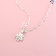 Quà noel cho crush dây chuyền bạc nữ mặt họa tiết bông hoa đính đá đẹp DCN0420