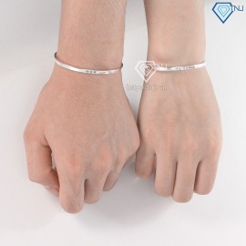 Quà noel cho người yêu vòng tay đôi bạc dạng kiềng khắc tên LTD0013